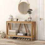 HOMCOM Table Console de Ferme avec Étagère de Rangement, Table de Canapé Rustique avec Dispositif Anti-basculement pour Meuble de Salon, Chambre et Entrée