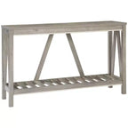 HOMCOM Table Console de Ferme avec Étagère de Rangement, Table de Canapé Rustique avec Dispositif Anti-basculement pour Meuble de Salon, Chambre et Entrée