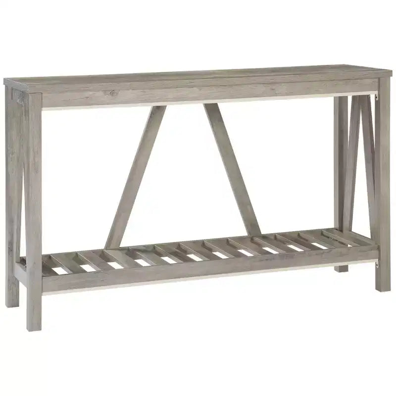 HOMCOM Table Console de Ferme avec Étagère de Rangement, Table de Canapé Rustique avec Dispositif Anti-basculement pour Meuble de Salon, Chambre et Entrée