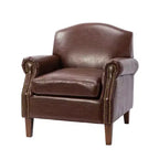 Fauteuil Gianluigi en similicuir végane de transition avec clous décoratifs et pieds en bois massif pour la chambre et le salon | ART OF LIVING DESIGNS