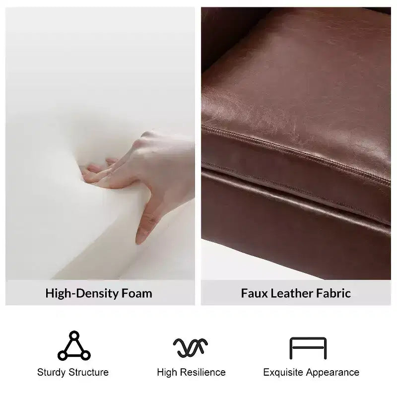 Fauteuil Gianluigi en similicuir végane de transition avec clous décoratifs et pieds en bois massif pour la chambre et le salon | ART OF LIVING DESIGNS