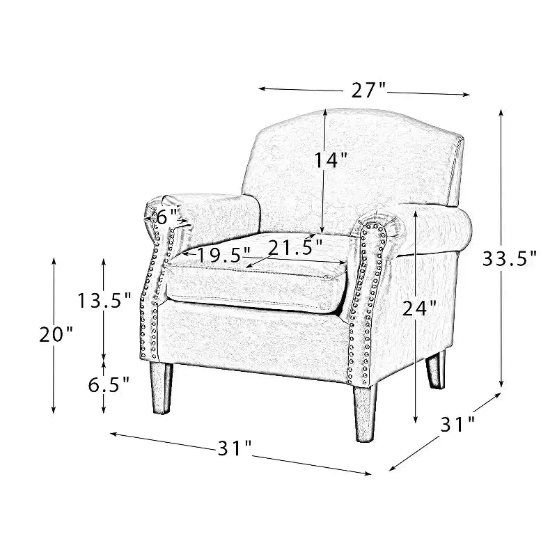 Fauteuil Gianluigi en similicuir végane de transition avec clous décoratifs et pieds en bois massif pour la chambre et le salon | ART OF LIVING DESIGNS