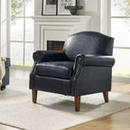 Fauteuil Gianluigi en similicuir végane de transition avec clous décoratifs et pieds en bois massif pour la chambre et le salon | ART OF LIVING DESIGNS