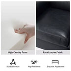 Fauteuil Gianluigi en similicuir végane de transition avec clous décoratifs et pieds en bois massif pour la chambre et le salon | ART OF LIVING DESIGNS