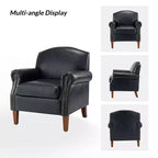 Fauteuil Gianluigi en similicuir végane de transition avec clous décoratifs et pieds en bois massif pour la chambre et le salon | ART OF LIVING DESIGNS