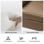 Fauteuil Gianluigi en similicuir végane de transition avec clous décoratifs et pieds en bois massif pour la chambre et le salon | ART OF LIVING DESIGNS