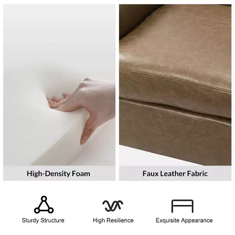Fauteuil Gianluigi en similicuir végane de transition avec clous décoratifs et pieds en bois massif pour la chambre et le salon | ART OF LIVING DESIGNS