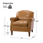 Fauteuil Gianluigi en similicuir végane de transition avec clous décoratifs et pieds en bois massif pour la chambre et le salon | ART OF LIVING DESIGNS