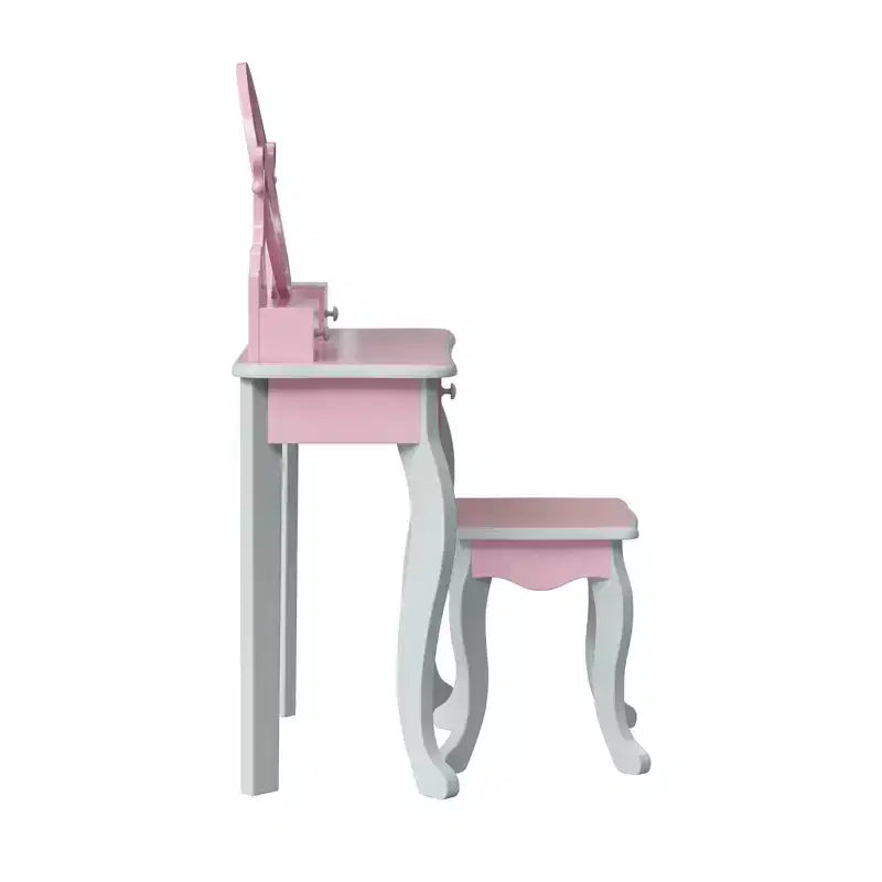 Coiffeuse pour enfant en bois Raiponce Fantasy Fields avec tabouret, rangement et miroir