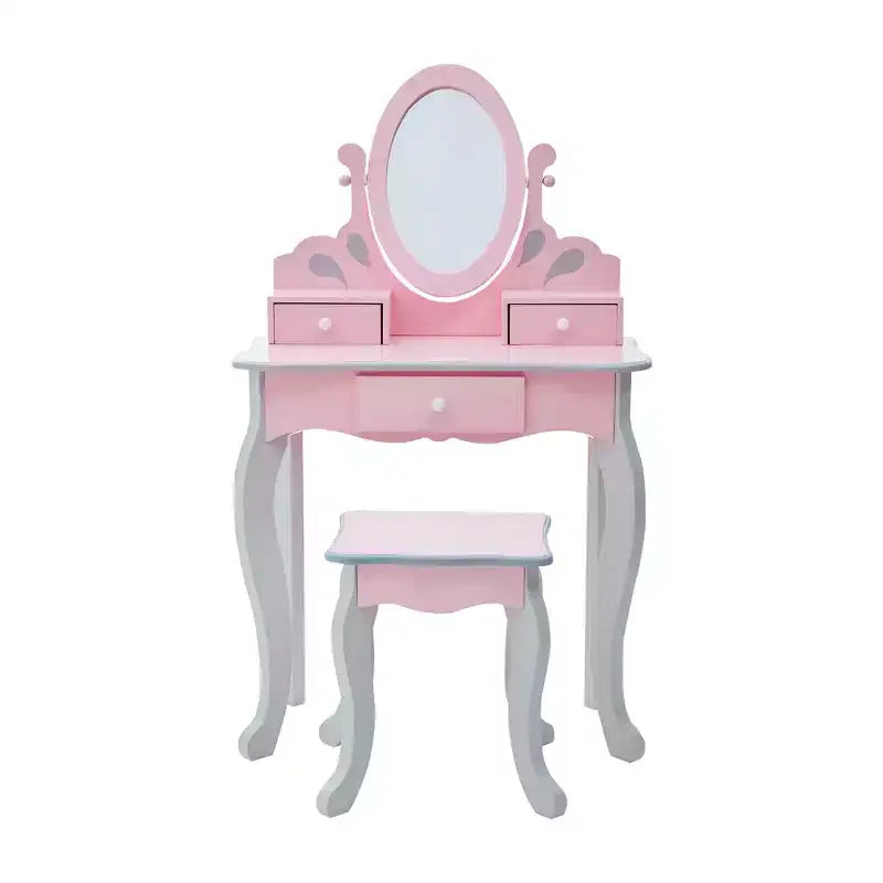 Coiffeuse pour enfant en bois Raiponce Fantasy Fields avec tabouret, rangement et miroir