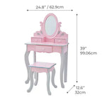 Coiffeuse pour enfant en bois Raiponce Fantasy Fields avec tabouret, rangement et miroir