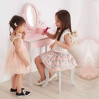 Coiffeuse pour enfant en bois Raiponce Fantasy Fields avec tabouret, rangement et miroir