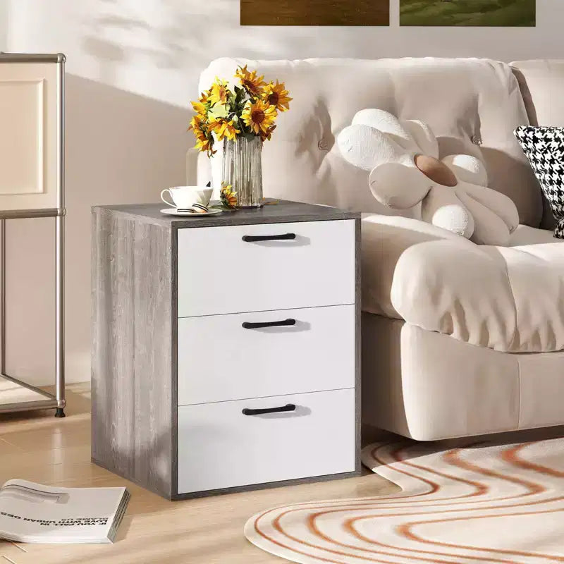 Commode Costway à 3 tiroirs Meuble de Rangement avec Grand Espace de Rangement Organiseur