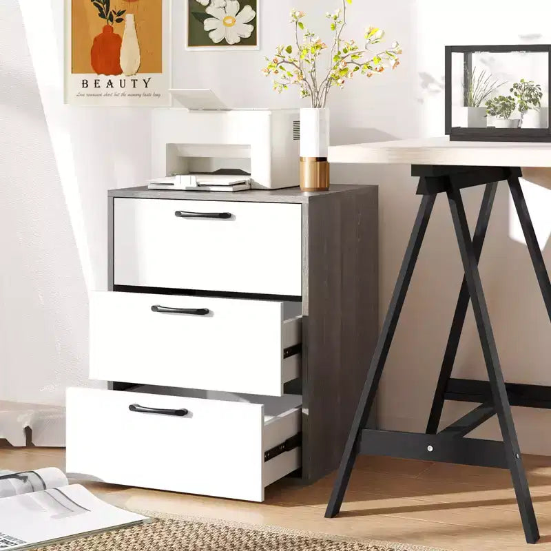 Commode Costway à 3 tiroirs Meuble de Rangement avec Grand Espace de Rangement Organiseur