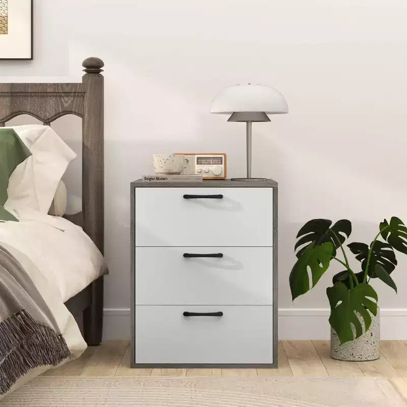 Commode Costway à 3 tiroirs Meuble de Rangement avec Grand Espace de Rangement Organiseur