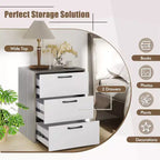 Commode Costway à 3 tiroirs Meuble de Rangement avec Grand Espace de Rangement Organiseur