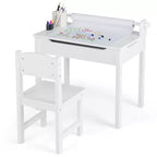 Table et chaises pour enfants Costway avec porte-rouleau de papier gris/blanc