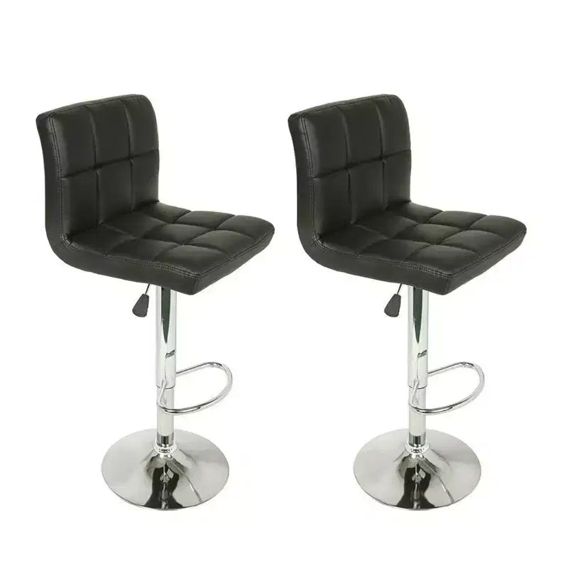 Legacy Decor Set of 2 Barstools Adjustable Swivel Faux Leather Square Stitch Design