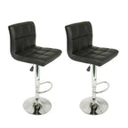 Legacy Decor Set of 2 Barstools Adjustable Swivel Faux Leather Square Stitch Design