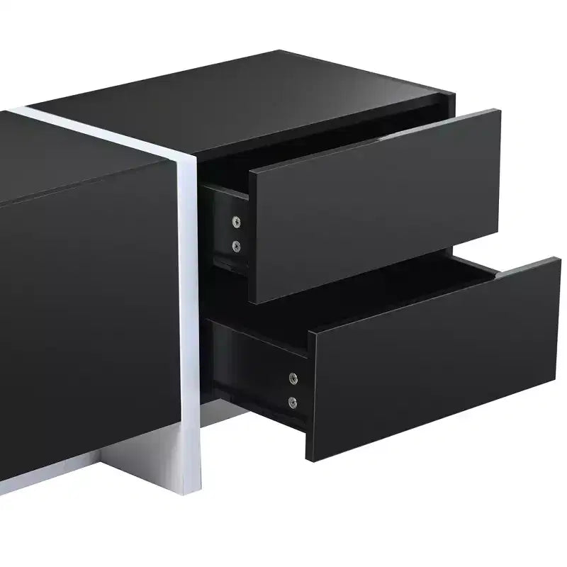 Meuble TV moderne pour téléviseurs jusqu'à 80 pouces avec surface UV brillante - ModernLuxe