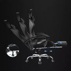 Chaise de gaming avec repose-pieds et oreiller de massage lombaire ergonomique en cuir PU - GTRACING