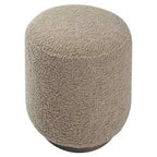 Pouf en bois large Uttermost Avila 16 avec base en bois et tissu latte