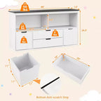 Costway Meuble de rangement jouets pour enfants Bibliothèque en bois Meuble TV avec tiroirs et plateau tableau noir