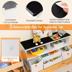 Costway Meuble de rangement jouets pour enfants Bibliothèque en bois Meuble TV avec tiroirs et plateau tableau noir