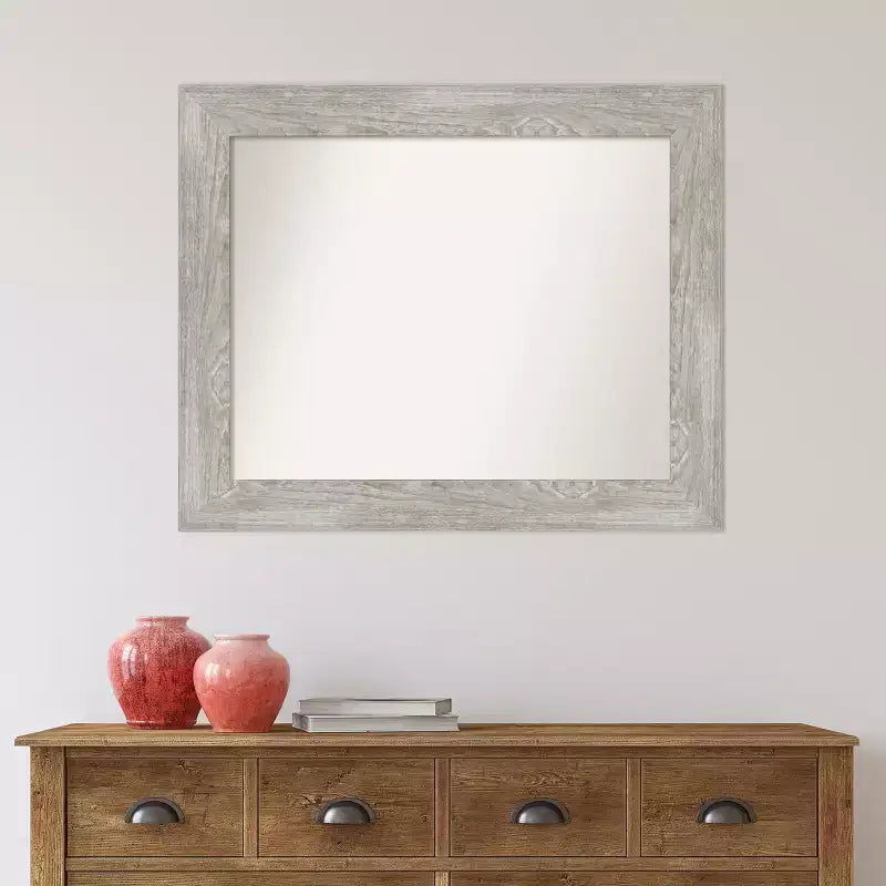 Miroir mural de salle de bain Amanti Art gris colombe, bords non biseautés