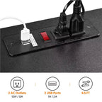 Yaheetech Meuble de classement vintage à 3 tiroirs avec prise et port de chargement USB Noir/Marron rustique