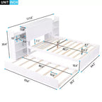 Lit plateforme de rangement avec étagères coulissantes et lit gigogne simple - ModernLuxe