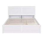 Lit plateforme de rangement avec étagères coulissantes et lit gigogne simple - ModernLuxe