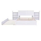 Lit plateforme de rangement avec étagères coulissantes et lit gigogne simple - ModernLuxe