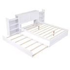 Lit plateforme de rangement avec étagères coulissantes et lit gigogne simple - ModernLuxe