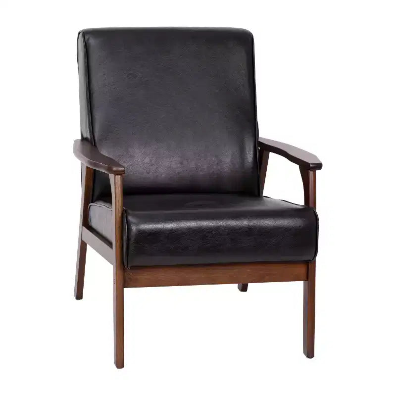 Emma and Oliver Upholstered Mid-Century Modern Arm Chair with Wood Frame