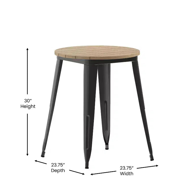 Table à manger Merrick Lane intérieure/extérieure, plateau rond en polyrésine toutes saisons de 23,75 po avec base en acier