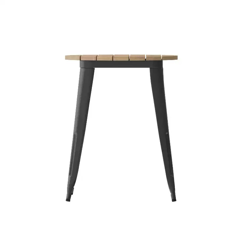 Table à manger Merrick Lane intérieure/extérieure, plateau rond en polyrésine toutes saisons de 23,75 po avec base en acier