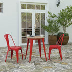 Table à manger Merrick Lane intérieure/extérieure, plateau rond en polyrésine toutes saisons de 23,75 po avec base en acier