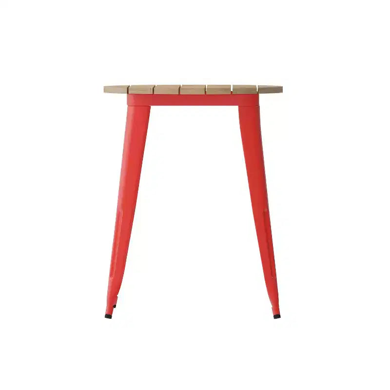 Table à manger Merrick Lane intérieure/extérieure, plateau rond en polyrésine toutes saisons de 23,75 po avec base en acier