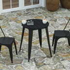 Table à manger Merrick Lane intérieure/extérieure, plateau rond en polyrésine toutes saisons de 23,75 po avec base en acier