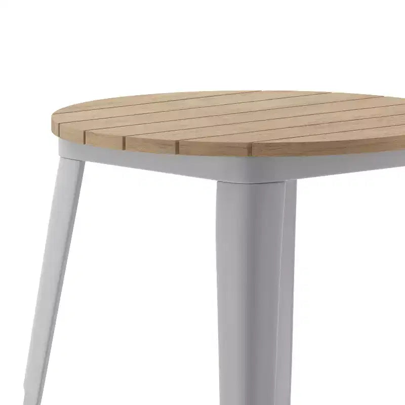 Table à manger Merrick Lane intérieure/extérieure, plateau rond en polyrésine toutes saisons de 23,75 po avec base en acier