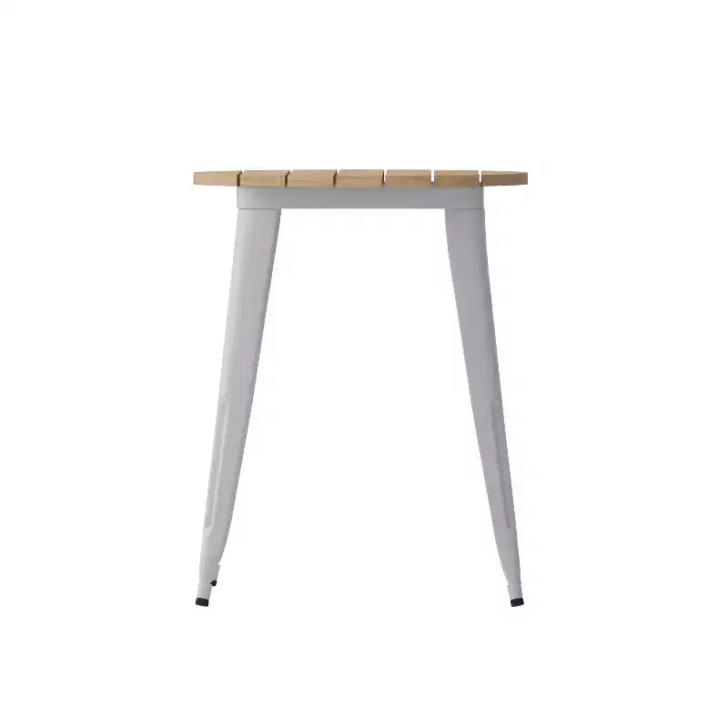 Table à manger Merrick Lane intérieure/extérieure, plateau rond en polyrésine toutes saisons de 23,75 po avec base en acier