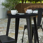 Table à manger Merrick Lane intérieure/extérieure, plateau rond en polyrésine toutes saisons de 23,75 po avec base en acier