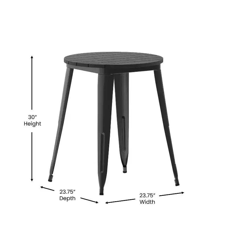 Table à manger Merrick Lane intérieure/extérieure, plateau rond en polyrésine toutes saisons de 23,75 po avec base en acier
