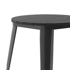 Table à manger Merrick Lane intérieure/extérieure, plateau rond en polyrésine toutes saisons de 23,75 po avec base en acier