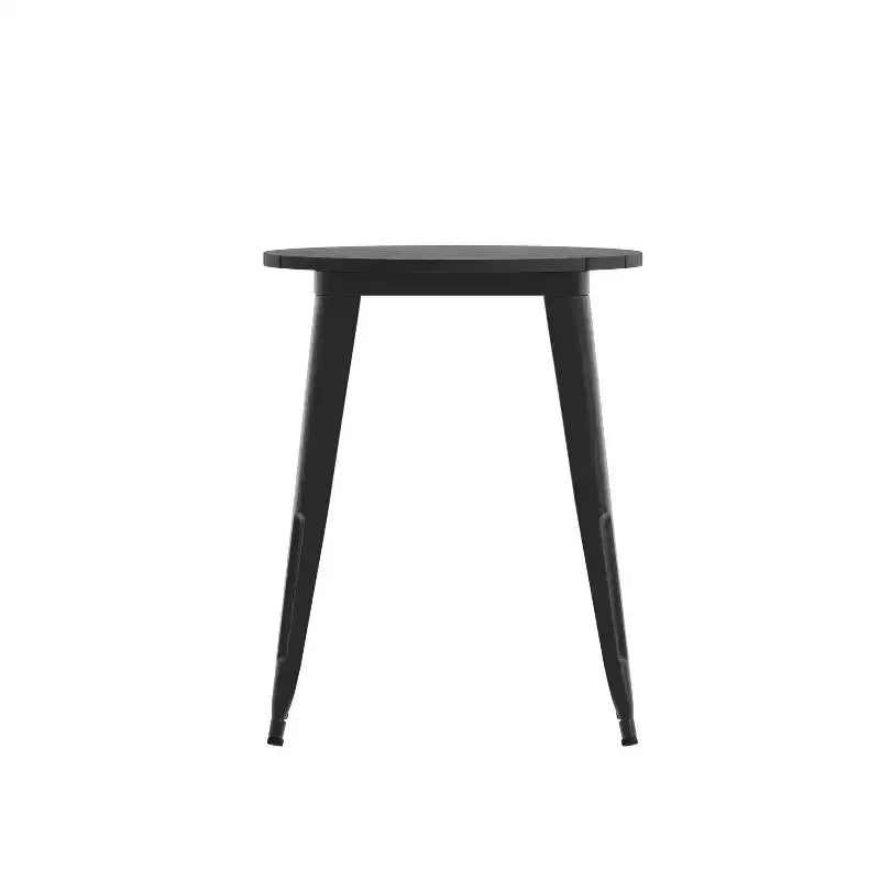 Table à manger Merrick Lane intérieure/extérieure, plateau rond en polyrésine toutes saisons de 23,75 po avec base en acier