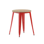 Table à manger Merrick Lane intérieure/extérieure, plateau rond en polyrésine toutes saisons de 23,75 po avec base en acier