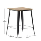 Table de bar intérieure/extérieure Emma et Oliver, plateau carré de 31,5 po en résine polymère tout temps avec base en acier