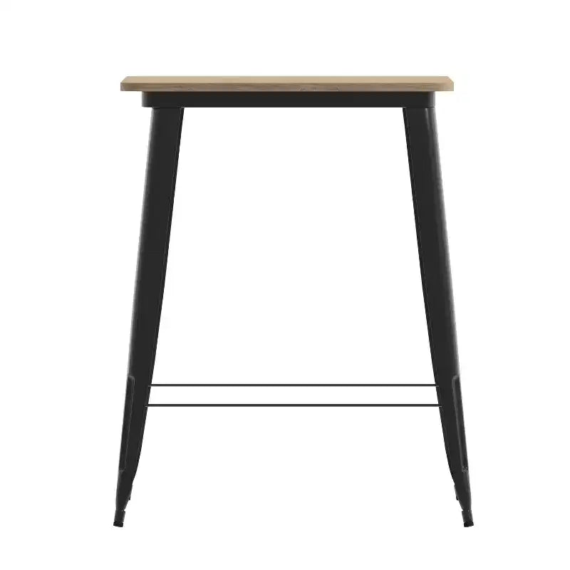 Table de bar intérieure/extérieure Emma et Oliver, plateau carré de 31,5 po en résine polymère tout temps avec base en acier