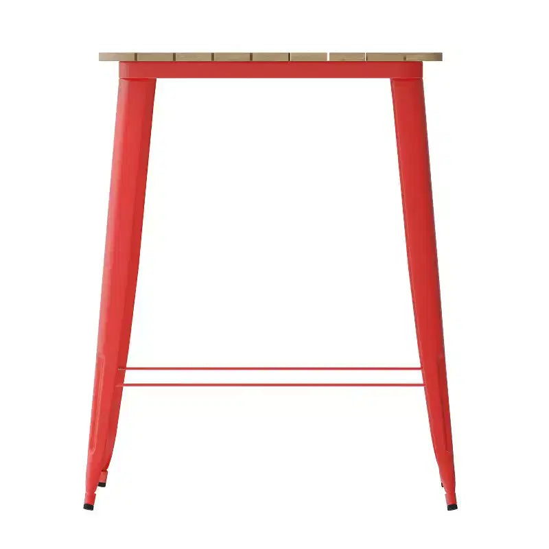 Table de bar intérieure/extérieure Emma et Oliver, plateau carré de 31,5 po en résine polymère tout temps avec base en acier